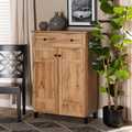 Baxton Studio Glidden ModernOak Brown Finished Wood 1-Drawer Shoe Storage Cabinet 197-11930-ZORO